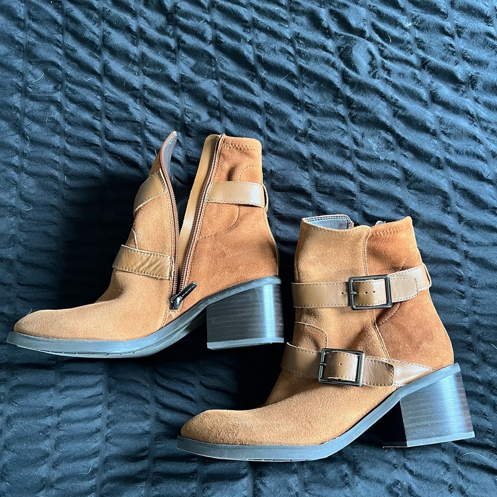 Donald J. Pliner Tan Suede Ankle Boots